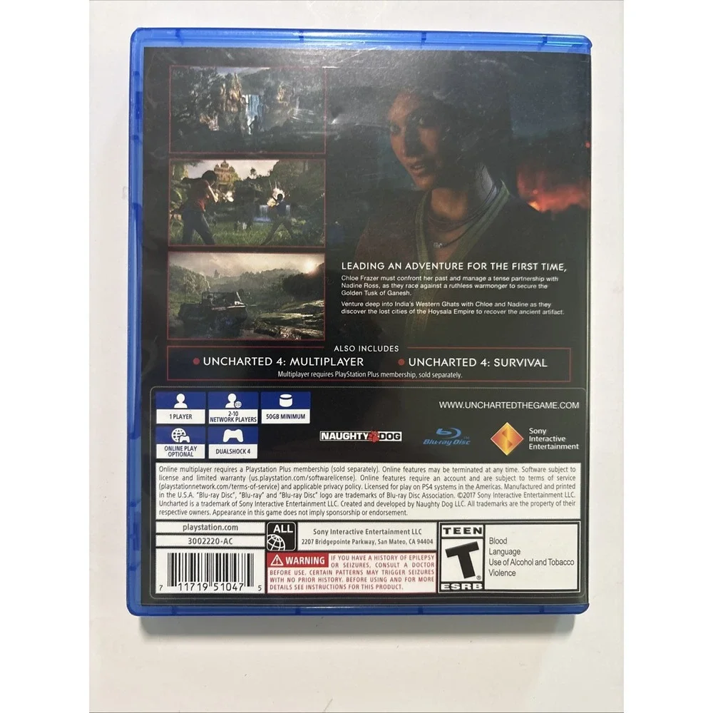Uncharted: The Lost Legacy Sony Playstation 4 PS4 2017 EUC